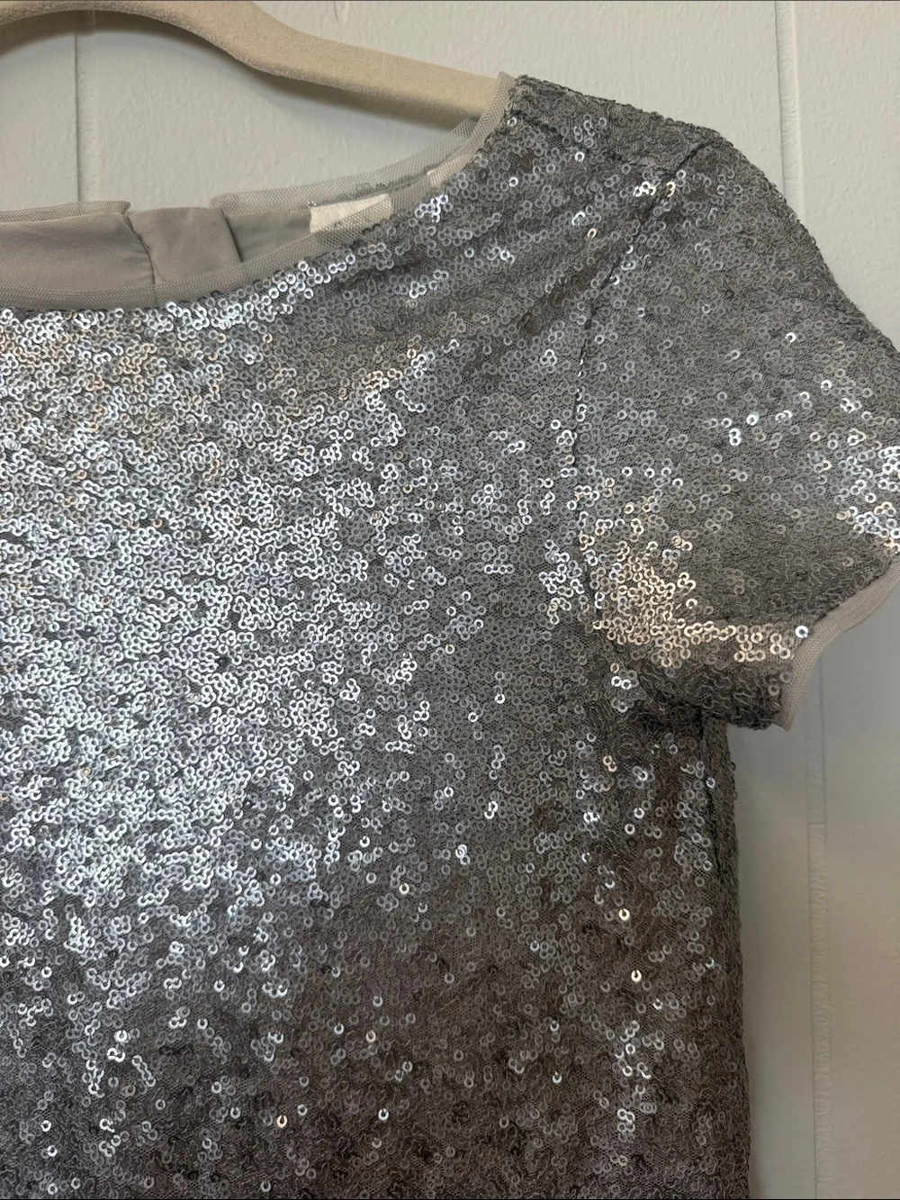 Gap Girls Silver Sequin Short Sleeve Party Dress